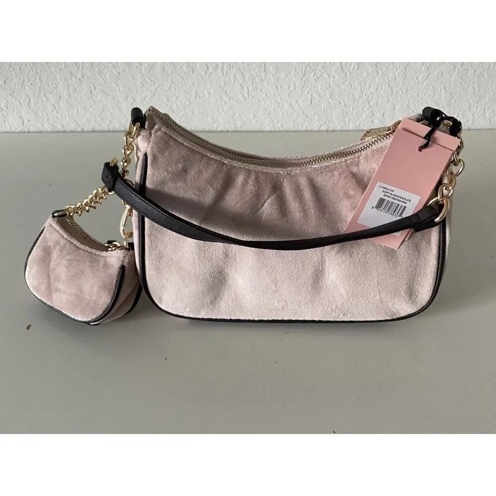 Juicy Couture Dusty Blush & Chocolate Better Together Hobo Bag With Mini Bag NEW